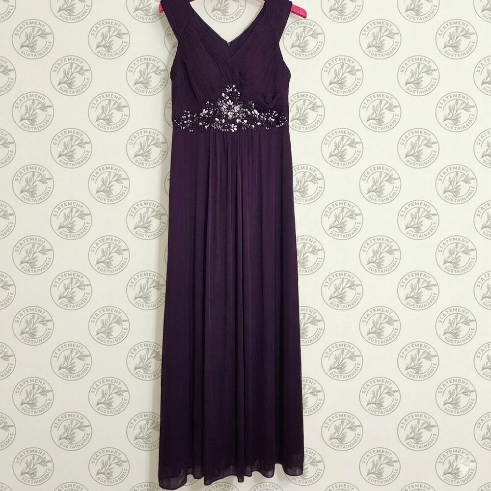 Alex Evenings Plum Purple Rhinestone Embellished Formal Gown - Size 12